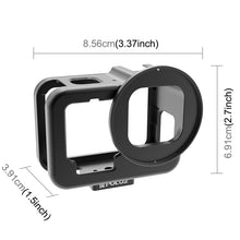 Load image into Gallery viewer, For GoPro HERO13 Black /12 Black /11 Black /10 Black /9 Black PULUZ Thin Housing Shell CNC Aluminum Alloy Protective Cage with Insurance Frame &amp; 52mm UV Lens, For GoPro HERO9 Black Thin