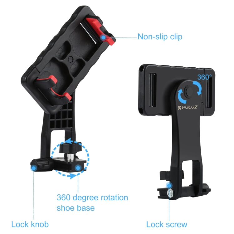 PULUZ 360 Degree Rotating Horizontal Vertical Shooting Phone ABS Clamp Holder Bracket For iPhone, Galaxy, Huawei, Xiaomi, Sony, HTC, Google and other Smartphones