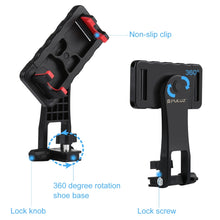 Load image into Gallery viewer, PULUZ 360 Degree Rotating Horizontal Vertical Shooting Phone ABS Clamp Holder Bracket For iPhone, Galaxy, Huawei, Xiaomi, Sony, HTC, Google and other Smartphones