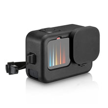 Load image into Gallery viewer, PULUZ for GoPro HERO12 Black /11 Black /10 Black /9 Black Silicone Protective Case + POM Side Interface Cover with Wrist Strap &amp; Lens Cover, For GoPro HERO12 Black Silicone Case + Side Cover