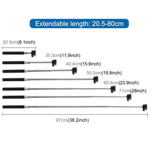 Load image into Gallery viewer, PULUZ Extendable Handheld Selfie Monopod for GoPro, Insta360, DJI and Other Action Cameras, Length: 22.5-80cm, Length: 22.5-100cm