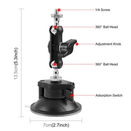 PULUZ Upgraded 1/4 inch Magic Arm Suction Cup Mount, Upgraded 1/4 inch Suction Cup Mount