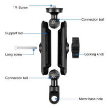 Load image into Gallery viewer, PULUZ Motorcycle Holder Mirror Base Hole Fixed Mount for GoPro and Other Action Cameras, Mirror Base Hole Mount