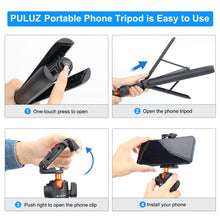 Load image into Gallery viewer, PULUZ 1.3m Phone Selfie Stick Tripod Vlog Live Streaming Holder with Phone Clip, 1.4m  Phone Tripod