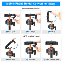 Load image into Gallery viewer, PULUZ 1.3m Phone Selfie Stick Tripod Vlog Live Streaming Holder with Phone Clip, 1.4m  Phone Tripod