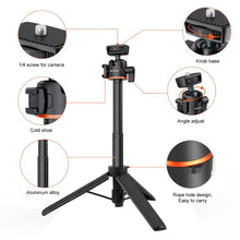 Load image into Gallery viewer, PULUZ Mini Phone Camera Extension Tripod Stand 360 Degree Ball Head Cold Shoe Selfie Stick, Phone Camera Tripod