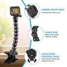 Load image into Gallery viewer, PULUZ Action Sports Cameras Jaws Flex Clamp Mount with Phone Clamp, Jaws Clamp Mount with Phone Clamp