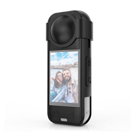 For Insta360 X5 PULUZ Silicone Protective Case with Lens Cover, Silicone Case with Lens Cover (Black), Silicone Case with Lens Cover (Blue), Silicone Case with Lens Cover (Red)