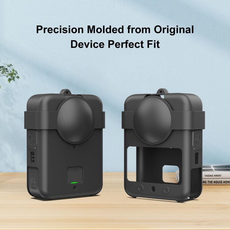 For DJI Osmo 360 PULUZ Silicone Protective Cover with Lens Cover & Lanyard, Cover with Lens Cover & Lanyard