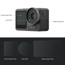 Load image into Gallery viewer, For DJI Osmo Action 3  PULUZ 3-in-1 Lens Front and Back Screen Tempered Glass Explosion-proof Film, For DJI Osmo Action 3