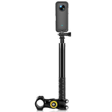Load image into Gallery viewer, PULUZ Motorcycle Bicycle Handlebar Fixture Mount Camera Bracket Adapter with Monopod Stand, Motorcycle Monopod Stand