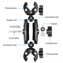 Load image into Gallery viewer, PULUZ Motorcycle Dualheads Crab Clamp Handlebar Fixed Mount for GoPro and Other Action Cameras
