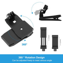 Load image into Gallery viewer, PULUZ 4 in 1 360 Degree Rotating Backpack Hat QR Clip Rec-mounts with Phone Clamp Kit
