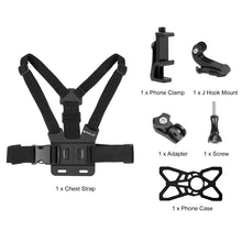 Load image into Gallery viewer, PULUZ  5 in 1 Adjustable Body Mount Belt Chest Strap with Phone Clamp &amp; J Hook Mount &amp; Long Screw Kit
