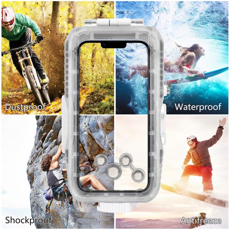 PULUZ 40m/130ft Waterproof Diving Case for iPhone 16 / 15 / 15 Pro / 14 / 14 Pro / 13 / 13 Pro / 12 / 12 Pro, with One-way Valve Photo Video Taking Underwater Housing Cover