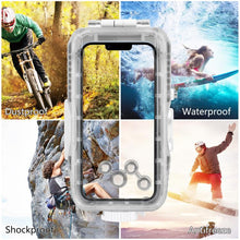 Load image into Gallery viewer, PULUZ 40m/130ft Waterproof Diving Case for iPhone 16 / 15 / 15 Pro / 14 / 14 Pro / 13 / 13 Pro / 12 / 12 Pro, with One-way Valve Photo Video Taking Underwater Housing Cover