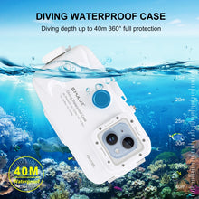 Load image into Gallery viewer, PULUZ 40m/130ft Waterproof Diving Case for iPhone 16 / 15 / 15 Pro / 14 / 14 Pro / 13 / 13 Pro / 12 / 12 Pro, with One-way Valve Photo Video Taking Underwater Housing Cover, For iPhone 14 / 14 Pro