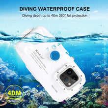 Load image into Gallery viewer, PULUZ 40m/130ft Waterproof Diving Case for 15 Pro Max / 15 Plus / iPhone 14 Plus / 14 Pro Max / 13 Pro Max / 12 Pro Max / 11 Pro Max, with One-way Valve Photo Video Taking Underwater Housing Cover