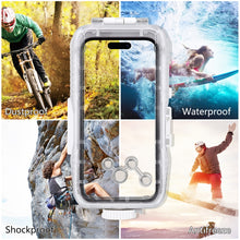 Load image into Gallery viewer, PULUZ 40m/130ft Waterproof Diving Case for 15 Pro Max / 15 Plus / iPhone 14 Plus / 14 Pro Max / 13 Pro Max / 12 Pro Max / 11 Pro Max, with One-way Valve Photo Video Taking Underwater Housing Cover, For iPhone 14 Plus / 14 Pro Max