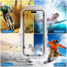 Load image into Gallery viewer, For iPhone 16 Pro Max PULUZ 40m/130ft Waterproof Diving Case with One-way Valve Photo Video Taking Underwater Housing Cover, For iPhone 16 Pro Max (Transparent)