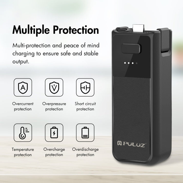 For DJI Osmo Pocket 3 PULUZ High-Capacity 2800mAh Battery Grip