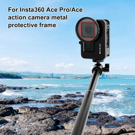 For Insta360 Ace Pro / Ace PULUZ Metal Rabbit Cage Adapter Frame with 52mm UV Filter & Adapter Ring, For Insta360 Ace Metal Cage 1