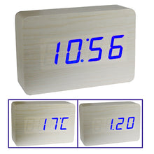 Load image into Gallery viewer, 3 in 1 Wooden Clock (Alternately display time, month &amp; date and temperature), White, 3 in 1 Wooden Clock