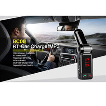 Load image into Gallery viewer, BC-06 Bluetooth Car Kit FM Transmitter Car MP3 Player with LED Display 2 USB Charger &amp; Handsfree Function, BC06