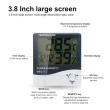 Load image into Gallery viewer, 3.8 inch LCD Digital Temperature &amp; Humidity Meter with Clock / Calendar (HTC-1), HTC-1