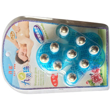 Load image into Gallery viewer, Thickened Palm-shaped Handheld Ball Meridian Massager, Nine balls Magenta, Nine balls Blue
