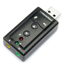 Load image into Gallery viewer, External USB 2.0 7.1 Channel 3D Virtual Audio Sound Card Adapter, Plastic 7.1 Channel Black