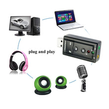 Load image into Gallery viewer, External USB 2.0 7.1 Channel 3D Virtual Audio Sound Card Adapter, Plastic 7.1 Channel Black
