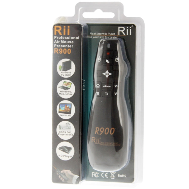 2.4G Wireless Presenter Laser Pointer Fly Mouse Rii Professional Air Mouse R900 for HTPC / Android TV BOX / PS3 / XBOX360 / Tablet PC (K14 R900), K14 R900