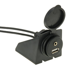 Load image into Gallery viewer, USB 2.0 &amp; 3.5mm Male to Female Extension Cable with Car Flush Mount, Length: 2m, USB 2.0 &amp; 3.5mm Male to Female