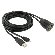 Load image into Gallery viewer, USB 2.0 &amp; Micro HDMI (Type-D) Male to USB 2.0 &amp; HDMI (Type-A) Female Adapter Cable with Car Flush Mount, Length: 2m, USB 2.0 &amp; Micro HDMI Male to USB 2.0 &amp; HDMI Female