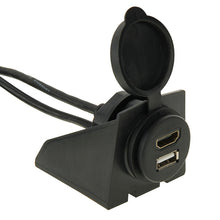 Load image into Gallery viewer, USB 2.0 &amp; Micro HDMI (Type-D) Male to USB 2.0 &amp; HDMI (Type-A) Female Adapter Cable with Car Flush Mount, Length: 2m, USB 2.0 &amp; Micro HDMI Male to USB 2.0 &amp; HDMI Female