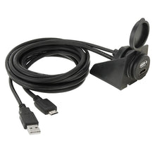 Load image into Gallery viewer, USB 2.0 &amp; Mini HDMI (Type-C) Male to USB 2.0 &amp; HDMI (Type-A) Female Adapter Cable with Car Flush Mount, Length: 2m, USB 2.0 &amp; Mini HDMI Male to USB 2.0 &amp; HDMI Female