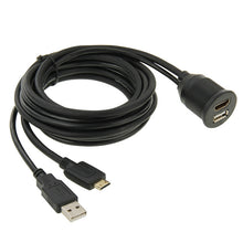 Load image into Gallery viewer, USB 2.0 &amp; Mini HDMI (Type-C) Male to USB 2.0 &amp; HDMI (Type-A) Female Adapter Cable with Car Flush Mount, Length: 2m, USB 2.0 &amp; Mini HDMI Male to USB 2.0 &amp; HDMI Female