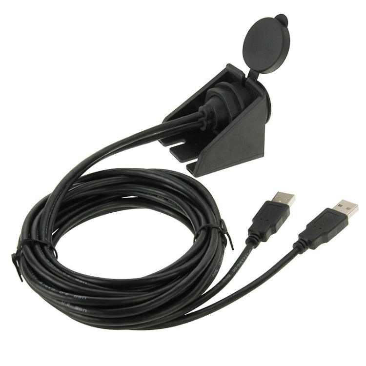 2 USB 2.0 Male to Female Extension Cable with Car Flush Mount, Length: 2m, 2 USB 2.0 Male to Female