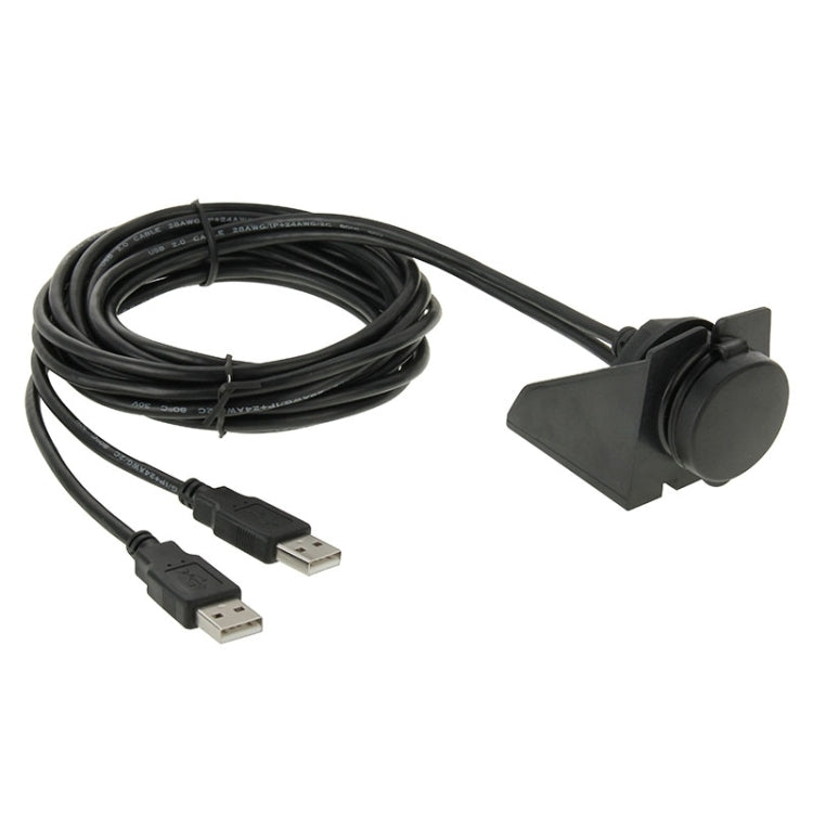 2 USB 2.0 Male to Female Extension Cable with Car Flush Mount, Length: 2m, 2 USB 2.0 Male to Female