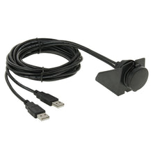 Load image into Gallery viewer, 2 USB 2.0 Male to Female Extension Cable with Car Flush Mount, Length: 2m, 2 USB 2.0 Male to Female