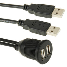 Load image into Gallery viewer, 2 USB 2.0 Male to Female Extension Cable with Car Flush Mount, Length: 2m, 2 USB 2.0 Male to Female