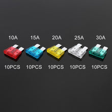 Load image into Gallery viewer, 50 PCS 10A / 15A / 20A / 25A / 30A Blade Fuses Set for Car Vehicle, 50 PCS