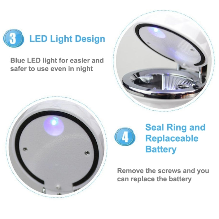 Diamond Facets Car Ashtray with LED Light, with LED Light(Dark Red), with LED Light(Black), with LED Light(White)