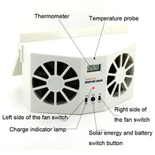 Load image into Gallery viewer, 2W Solar Powered Car Auto Air Vent Cool Fan Cooler Ventilation System Radiator, with Temperature Display, 2W Solar Powered Fan