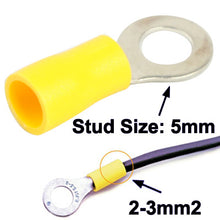 Load image into Gallery viewer, 100pcs RV5.5-5.0mm DIY Ring Terminals, Cable size: 2-3mm2 (100pcs in one packaging, the price is for 100pcs), 5.5-5.0mm