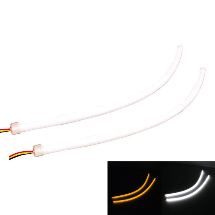 2 PCS  4.5W 270LM 6500K 597-577nm White + Yellow Wired LED Tube Daytime Running Light DRL Steering Lamp, DC12V, Lamp Length:45cm, 4.5W 270LM