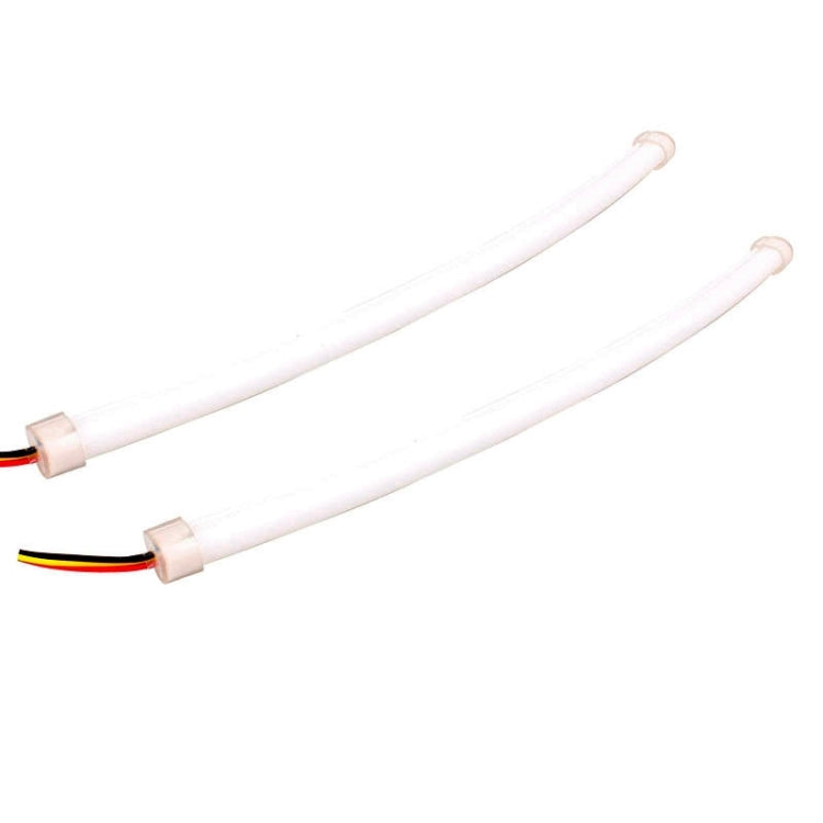 2 PCS  4.5W 270LM 6500K 597-577nm White + Yellow Wired LED Tube Daytime Running Light DRL Steering Lamp, DC12V, Lamp Length:45cm, 4.5W 270LM