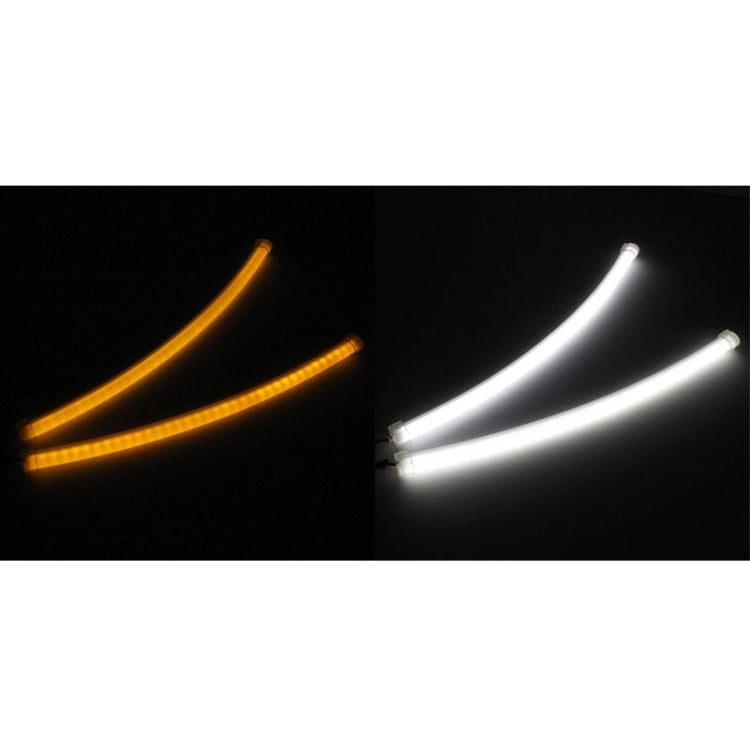 2 PCS  3W 180LM 6500K 597-577nm White + Yellow Wired LED Tube Daytime Running Light DRL Steering Lamp, DC12V, Lamp Length:30cm, 3W 180LM