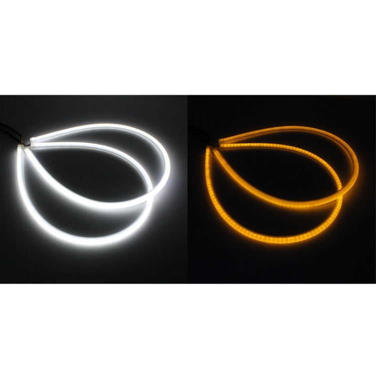 2 PCS  6W 360LM 6500K 597-577nm White + Yellow Wired LED Tube Daytime Running Light DRL Steering Lamp, DC12V, Lamp Length:60cm, 6W 360LM